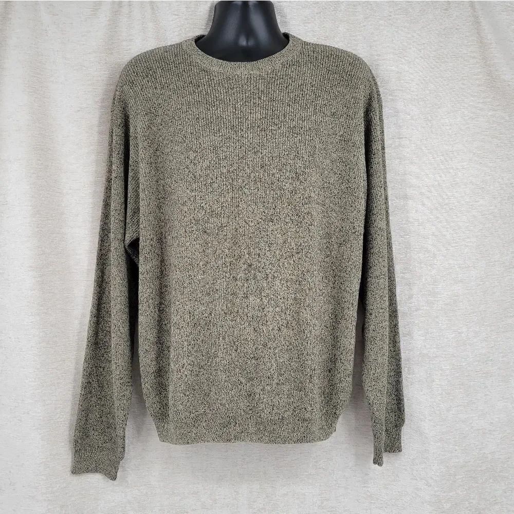 VOX Vintage  Silk Cotton Blend Crewneck Sweater Heathered Olive Green Men's XL